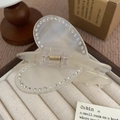 Molla per capelli Y2K in acetato a forma di cuore con strass bianchi traslucidi - Cuore Bianco Iridescente