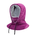 Winter thermal cycling hood with thick purple knit and grey faux fur lining - One Size / Purple Red (Cationic)
