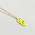Dopamine style gold necklace with bright yellow enamel bee and moon pendant decoration - Yellow