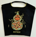 Bolso tote de lona negra con bordado de calabaza colorido y caracteres de la suerte - Calabaša de Año Nuevo Negra