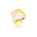 Broche de esmalte de gato blanco con sombrero de hongo tocando la guitarra amarilla - Estilo Gato Guitarra (xz3868)