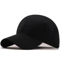 Classic black cotton baseball cap with six-panel structure and curved brim design - Solid Black