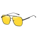 Modern double-bridge aviator sunglasses with black metal frame and yellow tinted lenses - Black Frame Night Vision Yellow Lens C4
