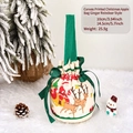Canvas Christmas drawstring gift bag with Santa and reindeer pattern in a festive setting - Green-Reindeer / 10x14.5cm