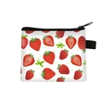 Cute strawberry print small canvas coin purse with zipper and side carry loop - Full Strawberry