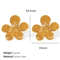 Golden flower-shaped stainless steel earrings with pearl accents and 18K gold plating - Gold Earrings (EH775G)