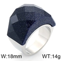 Deep blue faceted crystal ring with silver band, 18mm width and 14g weight spec - Starry Black/Silver (KR41677-K)