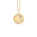 Collana in acciaio dorato con ciondolo malocchio e scritta araba Karam traforata - Stile Testo Arabo e Malocchio (3#)