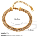 Elegante pulsera de cadena de acero inoxidable dorado con incrustaciones de strass - Dorado (SL90)