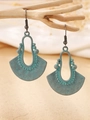 Bohemian hollow engraved alloy drop earrings with vintage verdigris finish and beads - Vintage Tin Green 11397