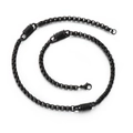 Black stainless steel box chain necklace with spring coil charms and lobster clasp - 500x5mm / Black Necklace