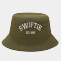 Olive green Swiftie embroidered bucket hat with white 1989 text for fans - M (56-58cm) / Army Green
