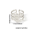 Detail view of silver multilayer open ring with dimensions 1.5cm and 2.7g weight info - TYR0483 / Silver Dotted Oval