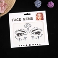 Gesichtsschmuck Set mit Glitzersteinen für Augen und Stirn Make-up in weißer Verpackung - Weiß