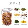 Recipiente hermético cuadrado de 1300ML con tapa blanco crema para guardar pasta - 1300ML / Blanco Claro