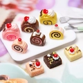 Miniature resin cake models with cream and fruit details for dollhouse decor - Random Mixed Styles