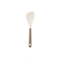 Cream silicone rice spatula with winking smiley face design and grey taupe handle - Rice Spoon