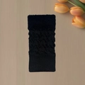 Black knit fingerless gloves with cable pattern and faux fur trim for winter warmth - Cable Black