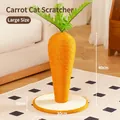 Grand griffoir carotte pour chat avec corde en sisal orange et feuilles, 40cm de haut - Grande Version