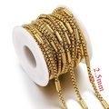 Cadena de caja de acero inoxidable dorado de 2,5mm en carrete para joyería artesanal - Precio por metro / Dorado-2.5mm