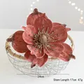Fiore di magnolia natalizia in velluto rosso ruggine con glitter oro e diametro 24cm - Diametro 24cm / Rosa scuro
