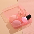 Pink makeup sponge set with two blenders, holder, and sponge brush in a clear storage box - 3 Sponges + Metal Sponge Holder [Pink]