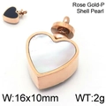 Rose gold heart pendant in stainless steel featuring white shell pearl inlay detail - 16*10mm / Rose Gold