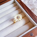 Elegant gold-plated daisy ring with white opal petals and sparkling center in jewelry box - J5316-White Daisy Style
