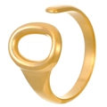 Minimalist 18K gold plated open ring featuring an abstract geometric oval design - Geometric Oval Style (S303)