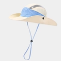 Outdoor-Sonnenhut mit Mesh und beige-himmelblauem Color-Block-Design und Windkordel - Einheitsgröße / Hellblau