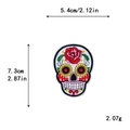 Mexican skull embroidered patch with red roses for Halloween DIY garment decoration - 10656-Floral White Skull