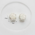 Detailed view of silver cat paw beads showing dimensions 10mm height and 9mm width - Silver White Paw