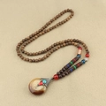 Ox Horn Color Large Water Drop No.2 Wood Bead Chain