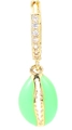 Gold earrings with green oval pendants and clear gemstones in a vintage ocean style - Green - Zirconia Hoop
