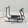 Nordic black iron sleigh candle holder for festive home decor, dimensions 15.5x8x12.5cm - Black