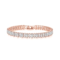 Roségold-Tennisarmband mit rechteckigen weißen Zirkoniasteinen und Klappverschluss - 17cm / Roségold + Weiß