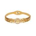 Golden Tree of Life bangle with crystal accents and hollow leaf side patterns - Tree of Life (1#)
