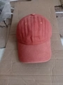 Vintage washed brick red denim baseball cap with curved brim for men and women - Adjustable / Light Watermelon Red