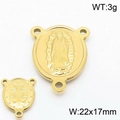 Ciondolo religioso in acciaio inossidabile dorato con Vergine Maria e simbolo M 22x17mm - Oro (KLJ8752-Z)