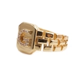 Gold-plated adjustable ring featuring a square face with pink zircon letter G design - Adjustable Open / Letter G