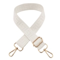 White wide adjustable shoulder strap with geometric greek key pattern and gold buckles - Pure White / Silver Clasp