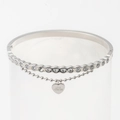 Pulsera corazón de acero plateado con colgante Love Forever y circonitas brillantes - Colgante de Corazón / Plateado