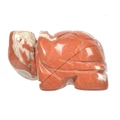 Red and white natural agate gemstone carved turtle figurine with smooth polished finish - Red Jasper / S