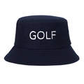 Navy blue cotton sun hat with white GOLF embroidery for summer outdoor sports - Navy Blue