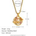 Colorful Zircon Compass Pendant Necklace - Gold