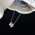 Silver S925 sterling silver necklace with letter W pendant paved in white cubic zirconia - 925 Silver / Silver (Initial W)