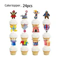 Set di 24 topper per cupcake a tema circo con personaggi di animali colorati - Topper piccoli per torte da festa