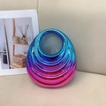 Elegant acrylic handbag with blue and purple metallic gradient and ribbed texture - Blue & Rose Red Mix