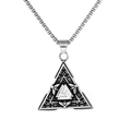 Silver Viking Valknut triangle pendant necklace with a classic box chain for men - Triangle + Steel Chain