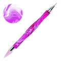 Purple marble pattern dual-ended nail rhinestone picker with soft wax tip style 02# - 02# Purple